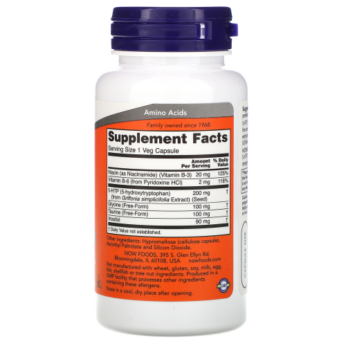 Now Foods 5-HTP Double Strength (5-гидрокситриптофан) 200 мг. 60 растительных капсул фото 2