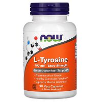Now Foods L-Tyrosine (L-Тирозин) 750 мг. 90 растительных капсул