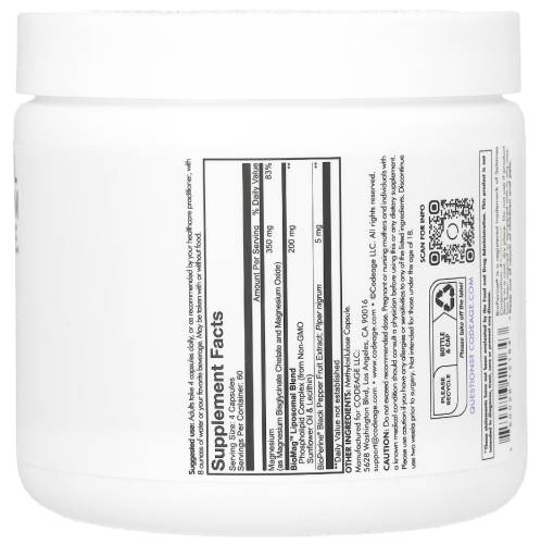 Liposomal Magnesium Glycinate 350 mg (Липосомальный глицинат магния 350 мг) 240 Capsules (Codeage) фото 3