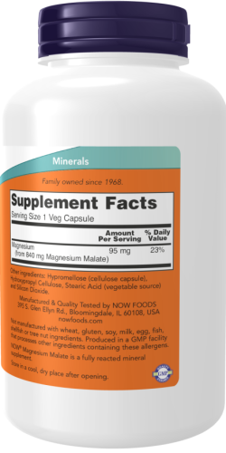Now Foods Magnesium Malate Caps (Магния малат) 95 мг. 180 растительных капсул фото 5