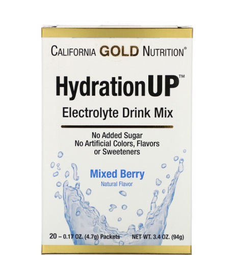 HydrationUP (Смесь Для Напитка с Электралитами) 20 пакетов по 4,7 г (California Gold Nutrition)