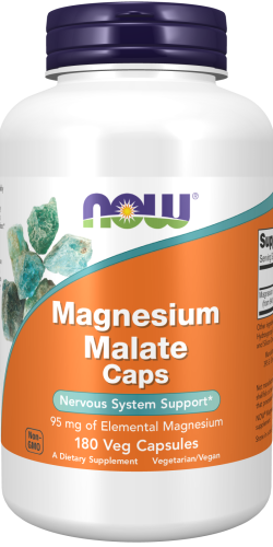 Now Foods Magnesium Malate Caps (Магния малат) 95 мг. 180 растительных капсул