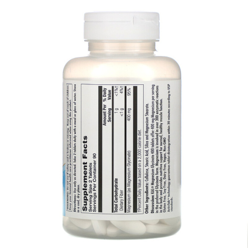 Magnesium Glycinate 400 мг (Глицинат магния) 180 таблеток (KAL) фото 2