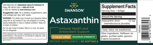 Astaxanthin 12 mg (Астаксантин 12 мг) 30 мягких капсул (Swanson) фото 2