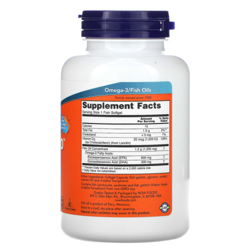 Now Foods Ультра Омега 3-D (Ultra Omega 3-D) 600 EPA/300 DHA 90 капсул из рыбьего желатина фото 2