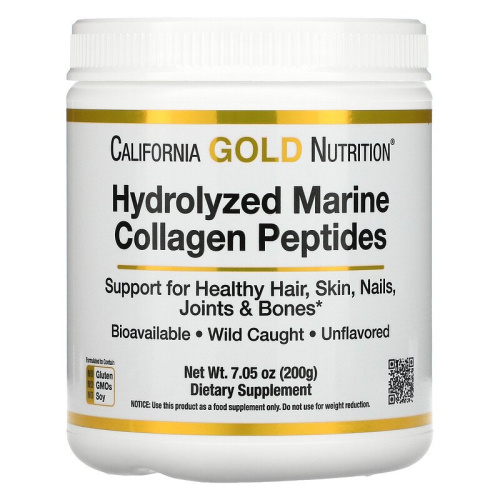 California Gold Nutrition Hydrolyzed Marine Collagen Peptides (Гидролизованные Пептиды Морского Коллагена) 200 гр.