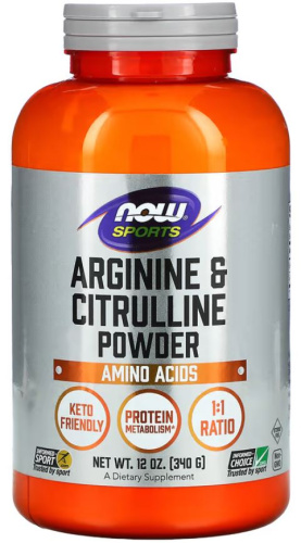 Now Foods Sports Arginine & Citrulline Powder (Аргинин и цитруллин в порошке) 340 г.
