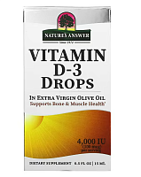 Vitamin D-3 Drops 4000 IU (Витамин Д-3 100 мкг) 15 мл (Nature's Answer)