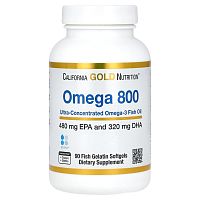 California Gold Nutrition Omega 800 Pharmaceutical Grade Fish Oil (рыбий жир фармацевтической степени чистоты, в форме триглицеридов) 1000 мг. 90 капсул