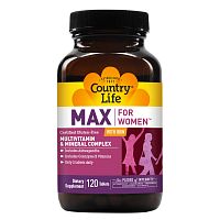 Max For Women with Iron (витаминно-минеральный комплекс с железом) 120 таблеток (Country Life)