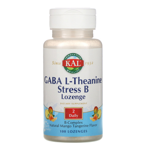 GABA L-Theanine Stress B (гамк L-теанин) вкус манго и танжерина 100 пастилок (KAL) фото 2