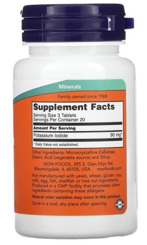 Now Foods Potassium Iodide (Йодид Калия) 30 мг. 60 таблеток фото 2