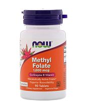 Now Foods Methyl Folate (Метилфолат, Витамин B-9) 1000 мкг. 90 таблеток