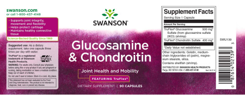 Glucosamine & Chondroitin (Глюкозамин и Хондроитин) 90 капсул (Swanson) фото 2