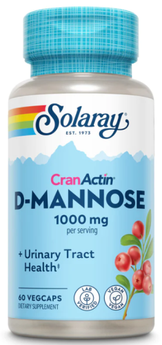 D-Mannose 1000 mg CranActin (D-манноза 1000 мг с экстрактом клюквы) 60 вег капс (Solaray)