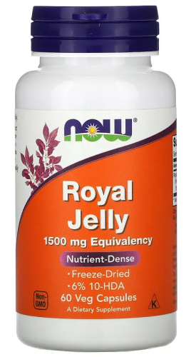 Now Foods Royal Jelly (Маточное Молочко) 1500 мг. 60 растительных капсул
