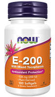 Now Foods Vitamin E-200 With Mixed Tocopherols (Витамин E смешанные токоферолы) 100 мягких капсул