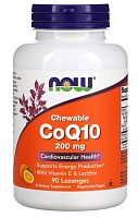 Chewable CoQ10 200 мг with Vitamin E & Lecithin 90 жевательных таблеток (Now Foods)