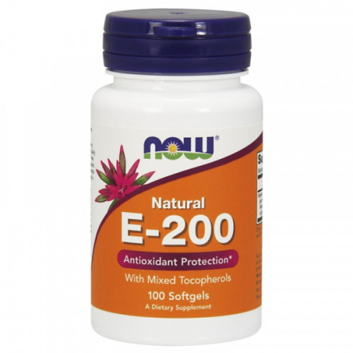 Now Foods Vitamin E-200 With Mixed Tocopherols (Витамин E смешанные токоферолы) 100 мягких капсул фото 2