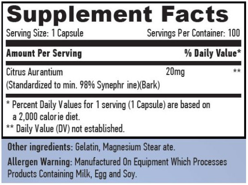 Synephrine 20 мг (Синефрин) 100 капсул (Haya Labs) фото 2