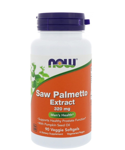 Now Foods Saw Palmetto Extract with Pumpkin Seed Oil (Со Пальметто, Экстракт плодов пальмы сереноа с маслом тыквенных семян) 320 мг. 90 мягких капсул