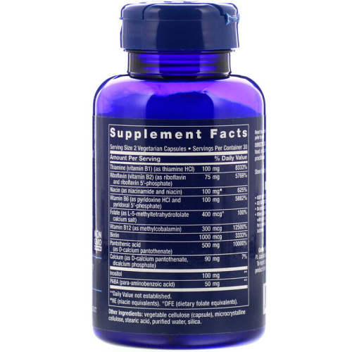 Life Extension BioActive Complete B-Complex (Биоактивный комплекс витаминов группы B) 60 растительных капсул фото 2
