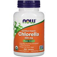 Now Foods Chlorella (Хлорелла) 500 мг. 200 таблеток