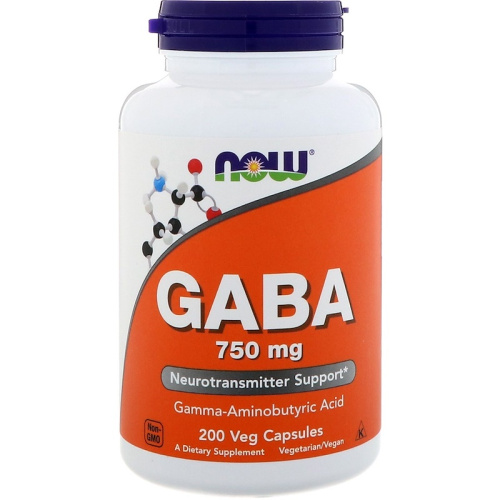 Now Foods GABA (ГАМК) 750 мг. 200 растительных капсул фото 2