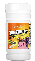 Zoo Friends with Extra C апельсин 60 жевательных таблеток (21st Century)