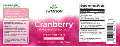 Cranberry (Концентрат плодов клюквы) 60 мягких капсул (Swanson) фото 2