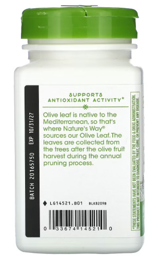 Olive Leaf 1500 mg (Листья Оливы 1500 мг) 100 капсул (Nature's Way) фото 2