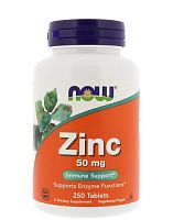 Now Foods Zinc Gluconate (Глюконат цинка) 50 мг. 250 таблеток