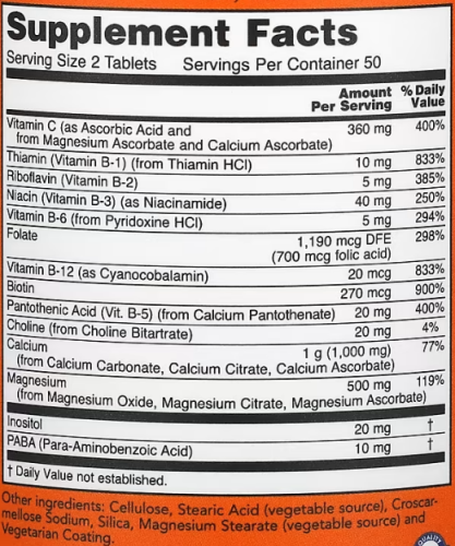 Now Foods Cal-Mag Stress Formula (Кальций и Магний + Витамины B и Витамин C от стресса) 100 таблеток фото 2