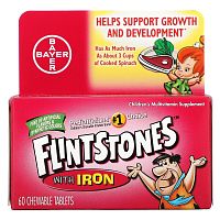 Flintstones with Iron (Детский поливитамин с железом )фруктовые вкусы 60 жевательных таблеток