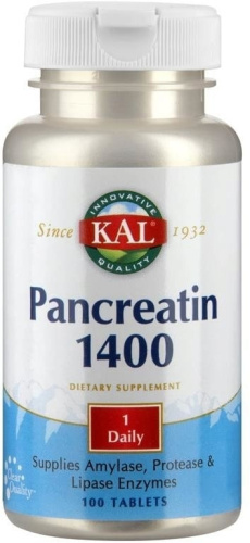 KAL Pancreatin (Панкреатин) 1400 мг. 100 таблеток