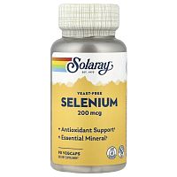 Solaray Selenium Yeast-Free (Селен бездрожжевой) 200 мкг. 90 растительных капсул