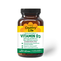 Vitamin D3 10,000 IU (Витамин Д3 250 мкг) 60 мягких капсул (Country Life)