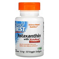 Astaxanthin 6 mg with AstaReal (Астаксантин 6 мг) 30 вег гелевых капсул (Doctor's Best) 