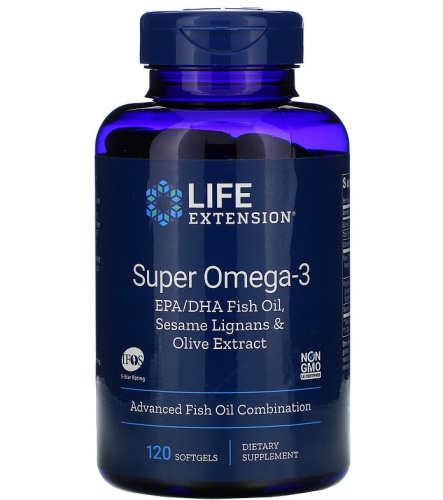 Super Omega-3 (Омега-3 с Лигнанами Кунжута и Экстрактом Оливы) 120 капсул (Life Extension)