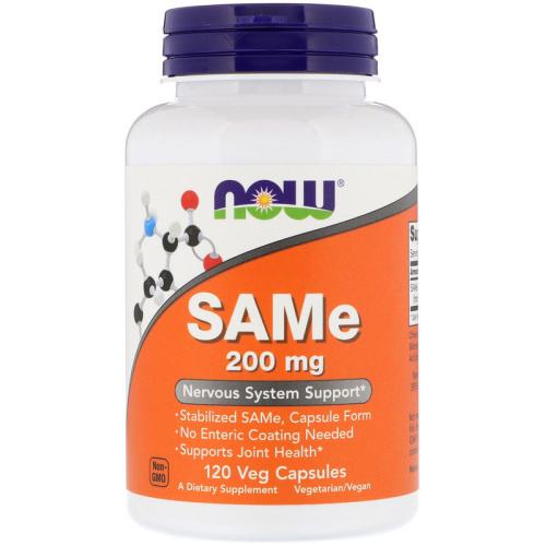 Now Foods SAMe (S-Аденозил-L-Метионин) 200 мг. 120 растительных капсул