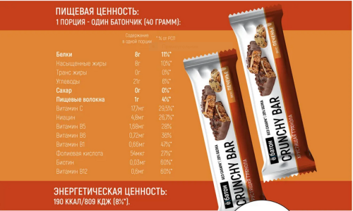 Протеиновый батончик CRUNCHY BAR 40 гр (Ё|Батон ) фото 2