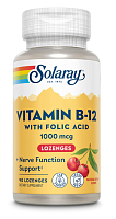 Vitamin B-12 1000 mcg with Folic Acid (Витамин В-12 и Фолиевая кислота) 90 леденцов (Solaray)