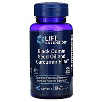 Black Cumin Seed Oil and Curcumin Elite (Срок 11.24) 60 мягких капсул (Life Extension)