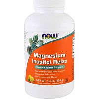 Now Foods Magnesium Inositol Relax Powder (Магний расслабляющий c инозитолом, порошок для лимонада) 454 г.