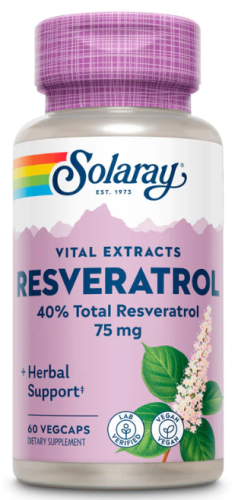 Resveratrol 75 mg Extracts (Ресвератрол 75 мг Экстракт) 60 вег капсул (Solaray)
