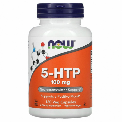 Now Foods 5-HTP (5-гидрокситриптофан) 100 мг. 120 вегетарианских капсул