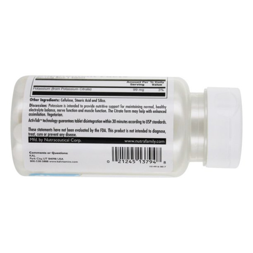 KAL Potassium Citrate (Калий Цитрат) 99 мг. 100 таблеток фото 2