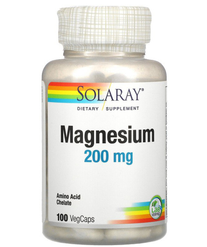 Solaray Magnesium Amino Acid Chelate (Магний хелат) 200 мг. 100 растительных капсул фото 5 Solaray Magnesium Amino Acid Chelate (Магний хелат) 200 мг. 100 растительных капсул фото 5