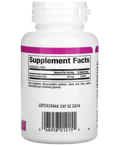 Vitamin B2 Riboflavin 100 mg (Витамин В2 Рибофлавин 100 мг) 90 таблеток (Natural Factors) фото 4