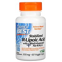 Стабилизированная R-липоевая кислота с BioEnhanced Na-RALA 200 мг 60 капсул (Doctor's Best)